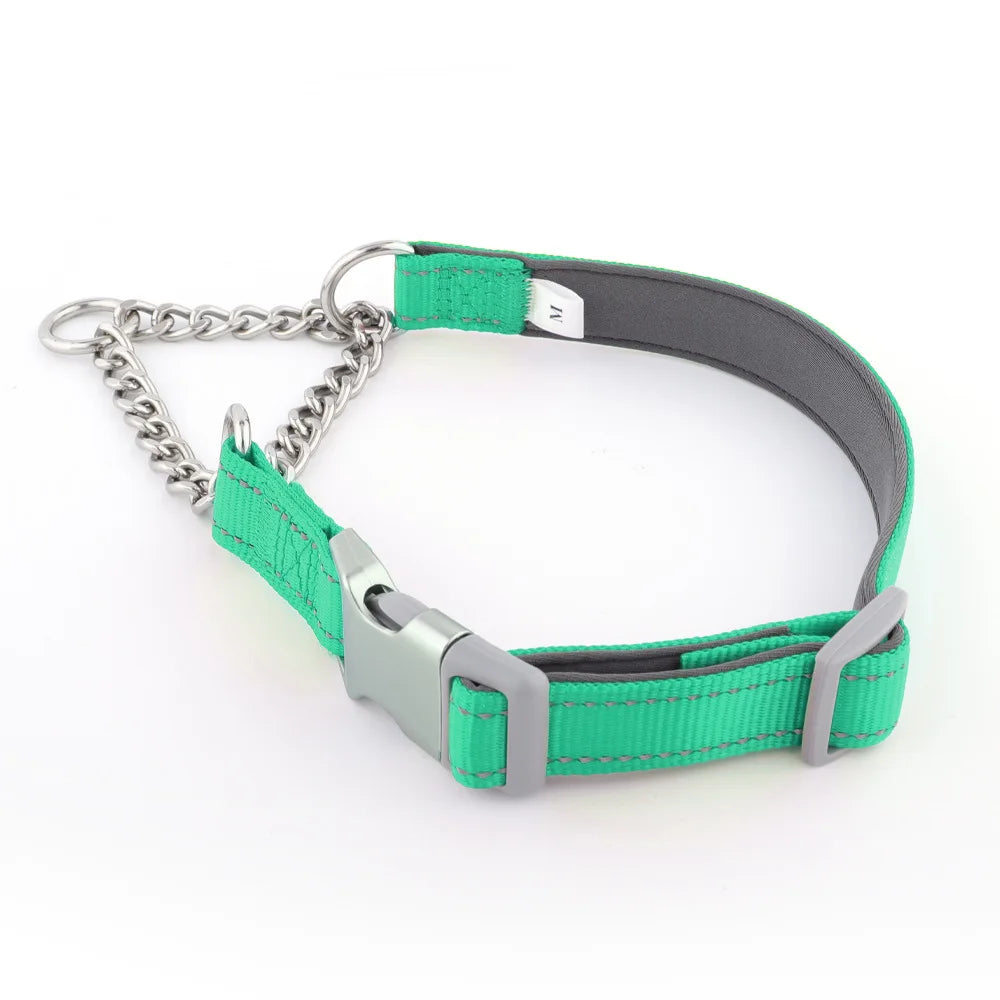 Dogs Collar Dog Choker Adjustable Dog Chain Reflective Nylon Fabric Pet Collars for Small Medium Large Dogs