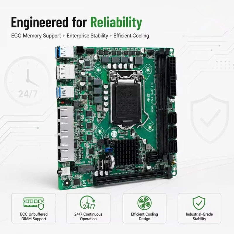 Topton C246 NAS ITX Motherboard 8*SATA3.0 4*I226 2.5G 2*M.2 NVME 2*DDR4 PCIE 16X NAS Board LGA1151 Support 8th/9th Core Xeon CPU