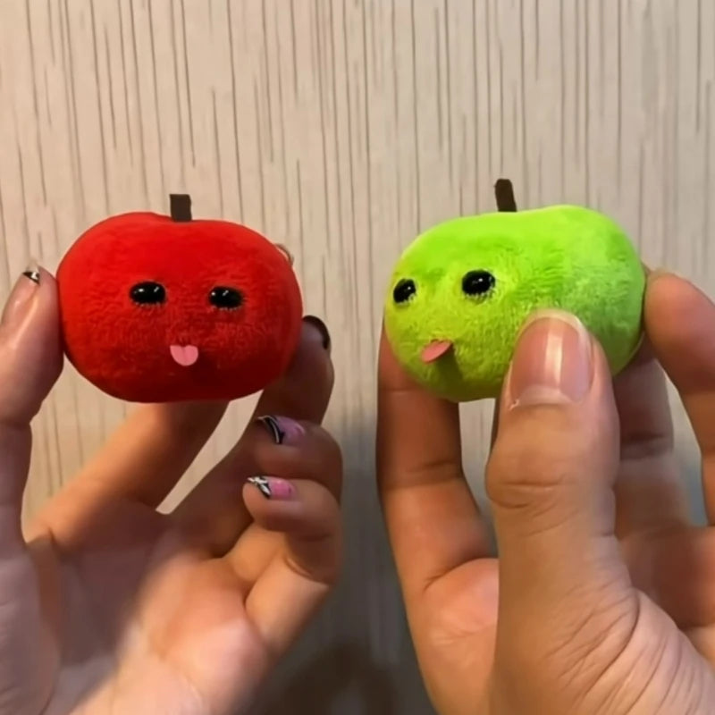 Abstract Tongue Out Apple Funny Plush Doll Keychain Backpack Pendant Creative Fruit Keyring Accessories Gift for Friends Couple
