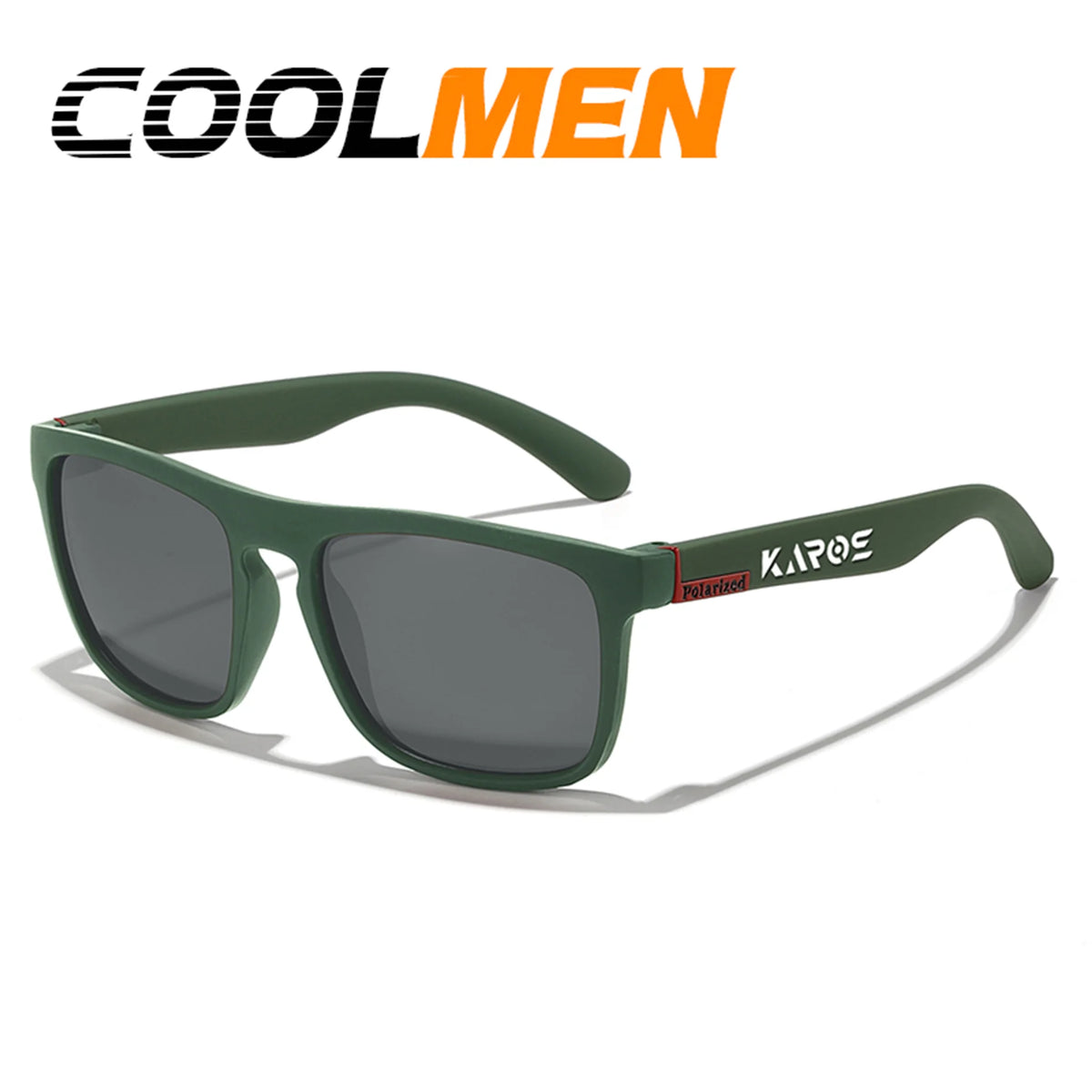 COOLMEN Classic Men Square Polarized Fishing Sunglasses Outdoor Driving Cycling Running Goggles Vintage Large Frame UV400