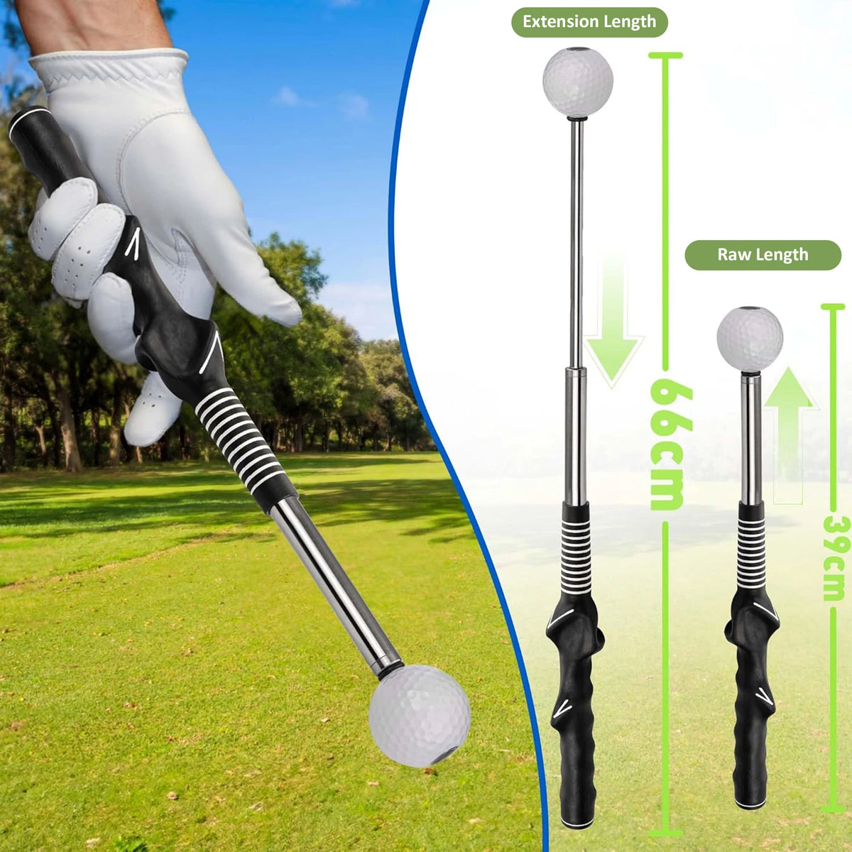 Retractable Golf Swing Training Aid Rhythm Click Sound Golf Grip Trainer Attachment for Indoor Practice Golf Accessories