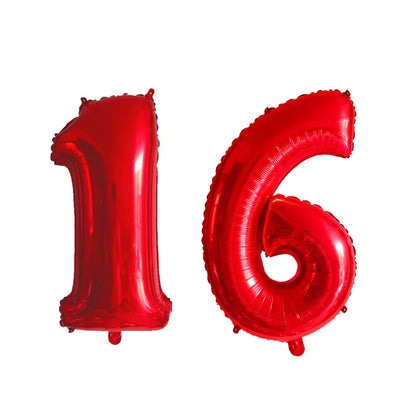 2Pcs 32 Inch Gold Silver Black Blue Red Helium Foil Number Balloon 16 17 18 19 20 21 Happy Birthday Party Decoration Supplies