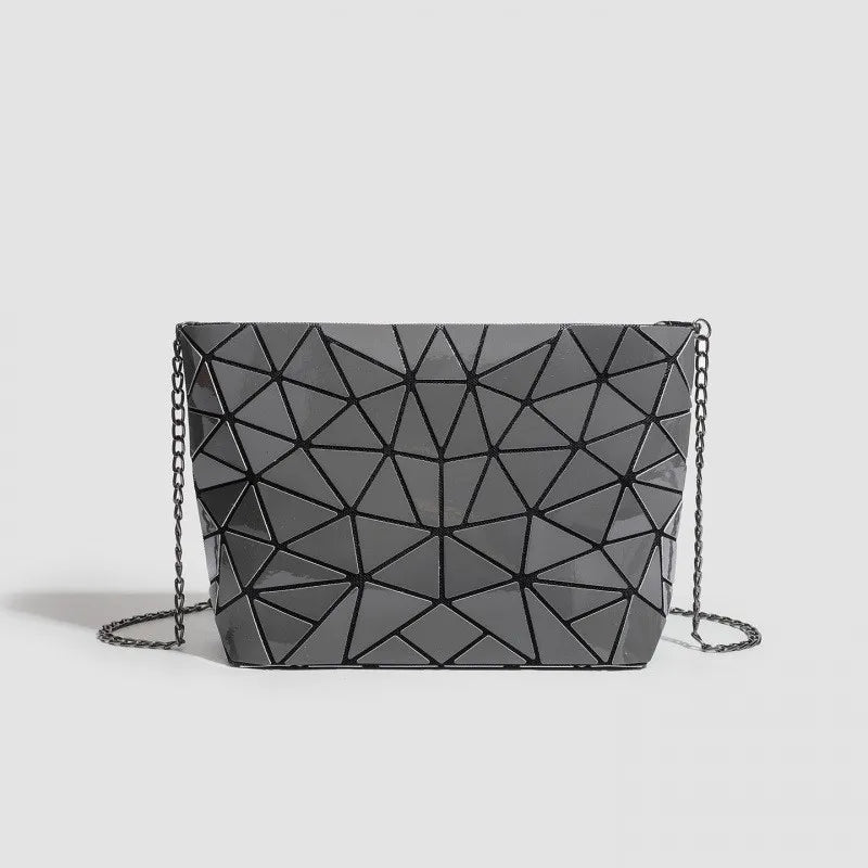 Women's Stylish Foldable Rhombus-Patterned Crossbody Bag, Korean and Japanese Trendy Shoulder and Handbag, Popular Fashion Item