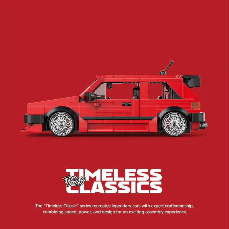 REATIVE Red Golf MK2 Car Building Blocks MOC Speed Vehicle Model Bricks High Tech Ideas Toy Kit Collection DIY Gift Kids Aldult