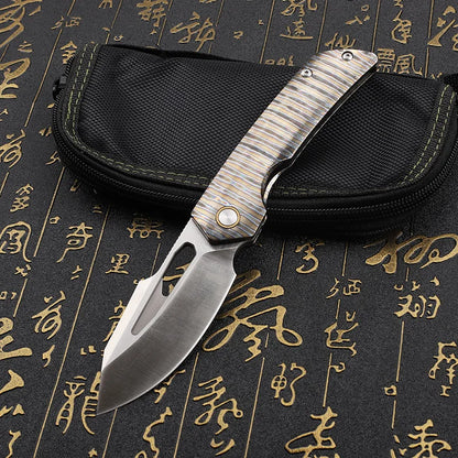 Folding Knife M390 Steel Titanium Alloy Handle Outdoor Survival Camping Portable EDC Collection Tool for Play