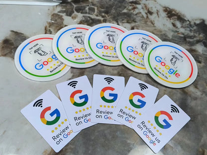 13.56MHz Programmable Acrylicl with Self-adhesive Backing NFC Table Sticker Diameter 10CM Google Reviews NFC Sticker NFC 215