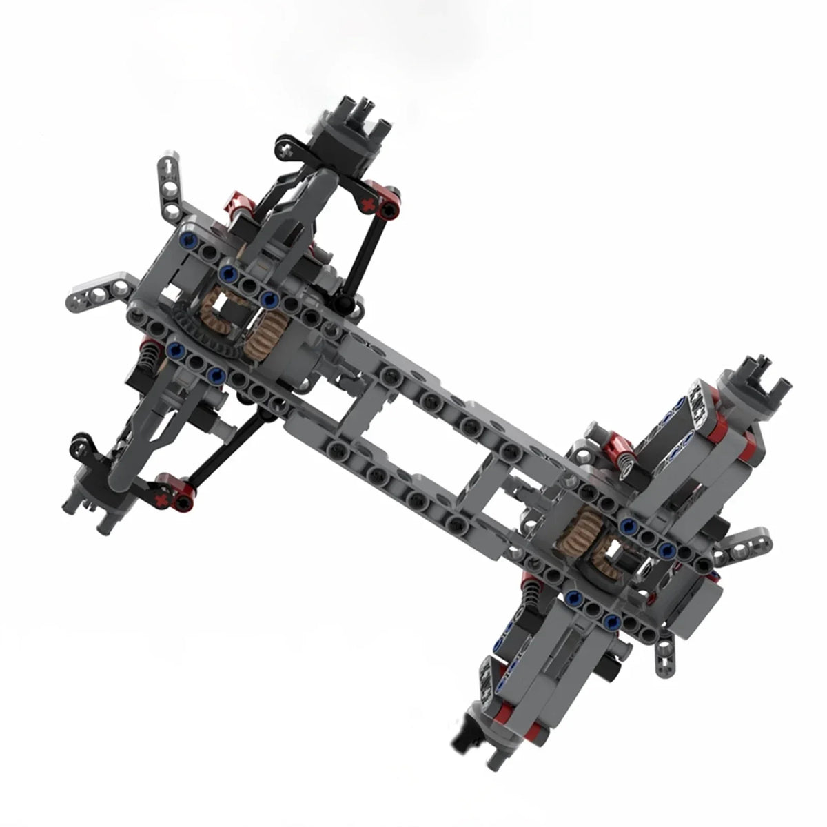 MOC 4WD Four-wheel Drive Independent Suspension Differential Chassis Steering Axle Building Blocks Tech Car Parts Toys Kids Gift