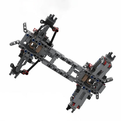 MOC 4WD Four-wheel Drive Independent Suspension Differential Chassis Steering Axle Building Blocks Tech Car Parts Toys Kids Gift