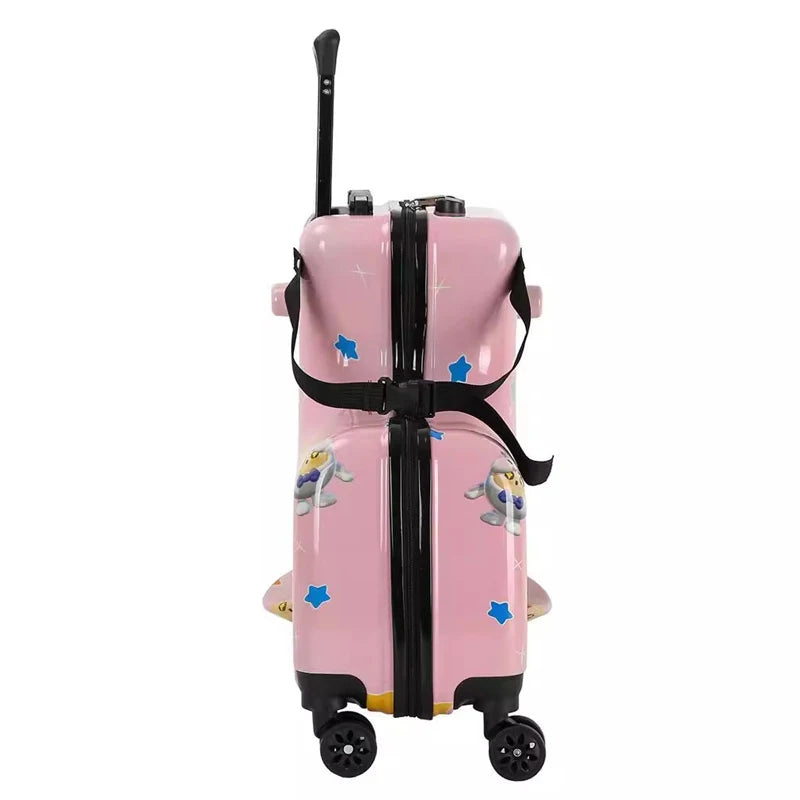 Children's Cute Cartoon Rideable Suitcase 20 inch Boarding Box Sitting Trolley Case Universal Wheel Baby Luggage