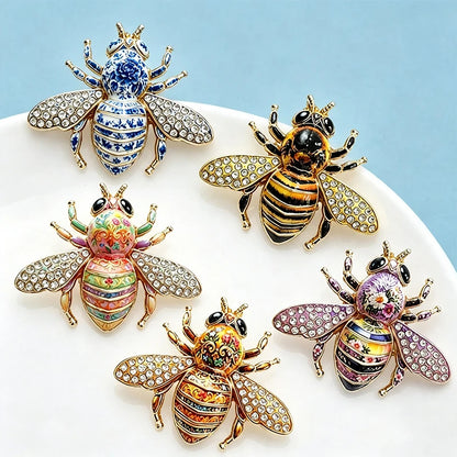 Wuli&baby Cute Rhinestone Bee Brooches For Women Unisex 5-color Beautiful Insects Party Office Brooch Pins Gifts
