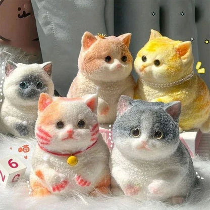 Cute Kawaii Cat Squishy Soft Silicone Stress Relief Squeeze Toy Anxiety Relief Desk Buddy Gift for Kids Adults Desk Decor Gift