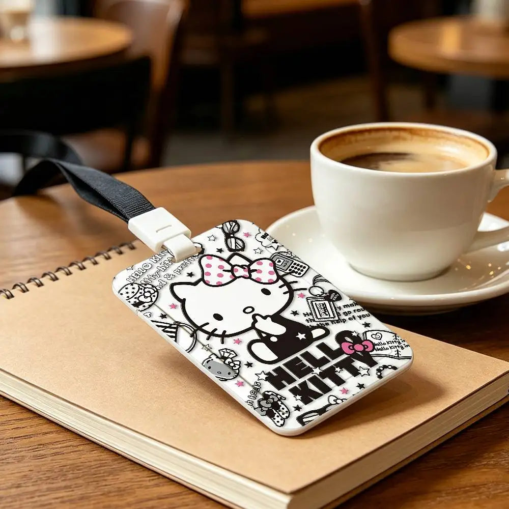 Cute Cat H-Hello K-Kitty NFC Contactless Sliding Card Sleeve For Student Cards, Bus Cards, ID Cards, And Work Permits