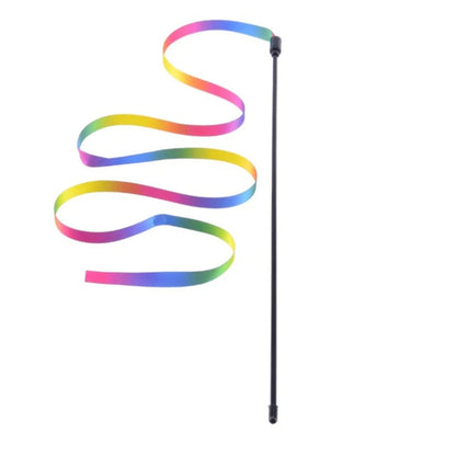 Interactive Cat Toy Handfree Cat Stick Kitten Rainbow Strips Stick Toy Suction Cup Feather Wand Pet Supplies Simulation Feather