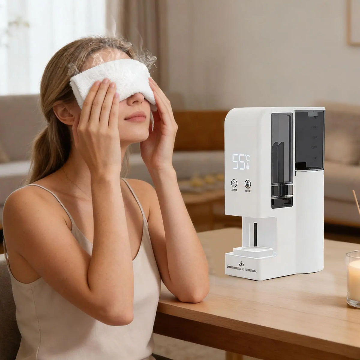 Hot Face Towel Warmer Machine Dispenser 5-Second Warming Disposable with 55°C Constant Temperature & Voice Alerts, Portable