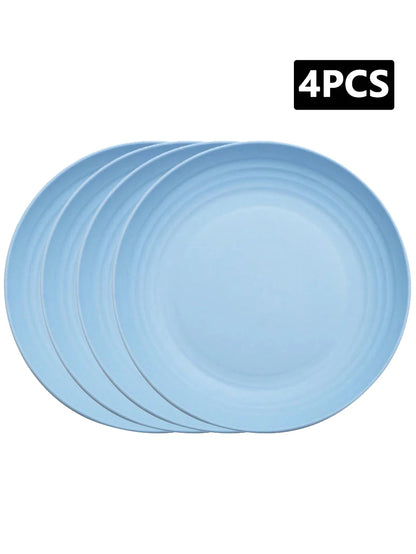 4/8pcs Plastic Original Plate, Reusable, Camping Picnic Dessert Plate, Fruit Plate, Dinner Plate, Dishwasher and Microwave Safe