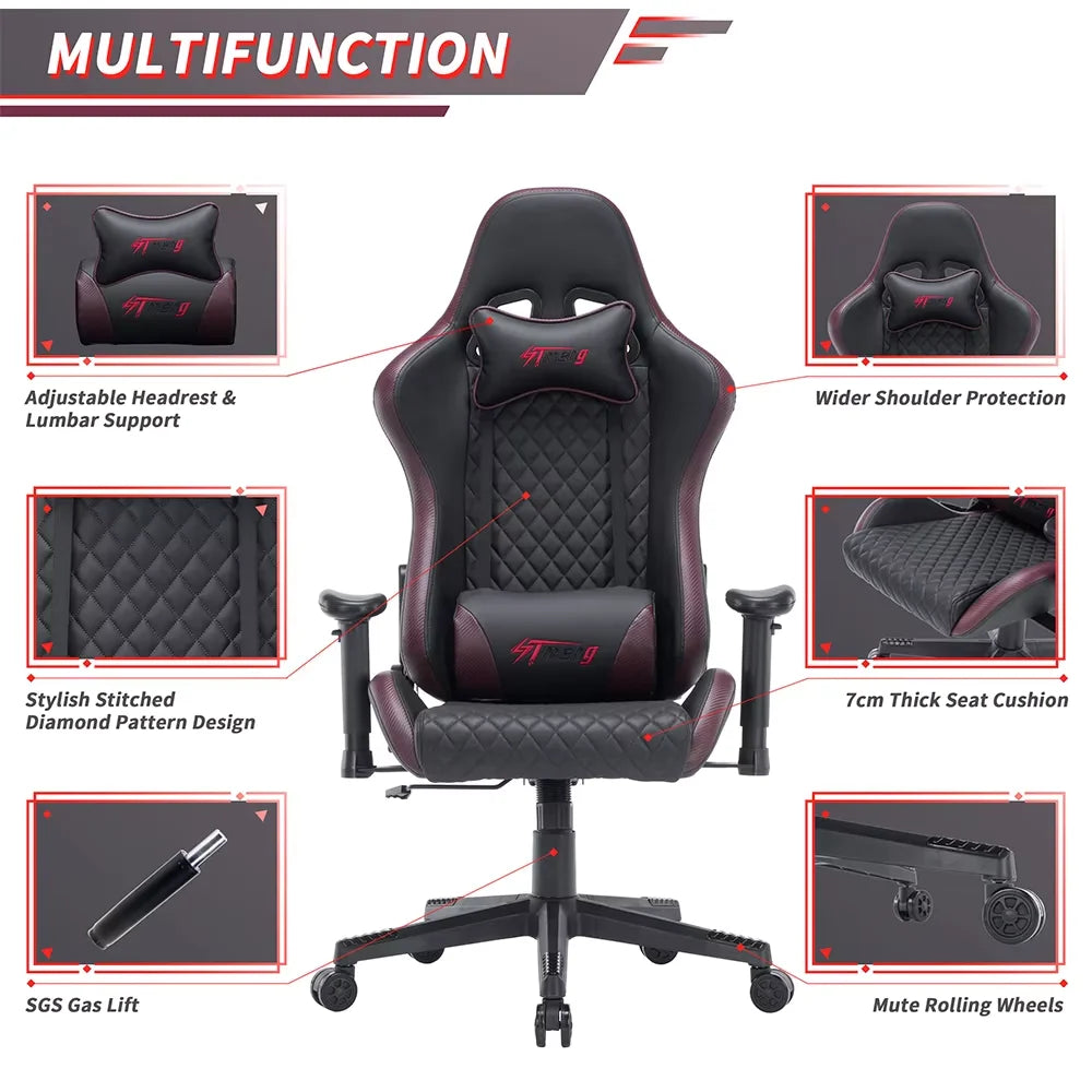 Customized Luxury PU Leather Ergonomic Adjustable Armrest Colorful Sillas Gamer RGB LED Computer Gaming Chair