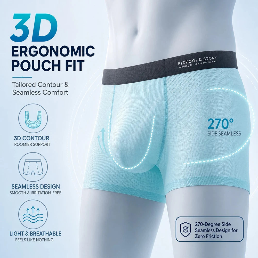 1/3PCS Ultra-thin Ice Silk Quick-dry Underwear Man Smooth Seamless Men's Panties Breathable Antibacterial 3D Silk Crotch Boxers
