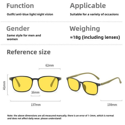 Fashionable Color Blocking Night Vision Blue Light Blocking Glasses Orange or Red Lenses for Computer Gaming Protective Eyewear