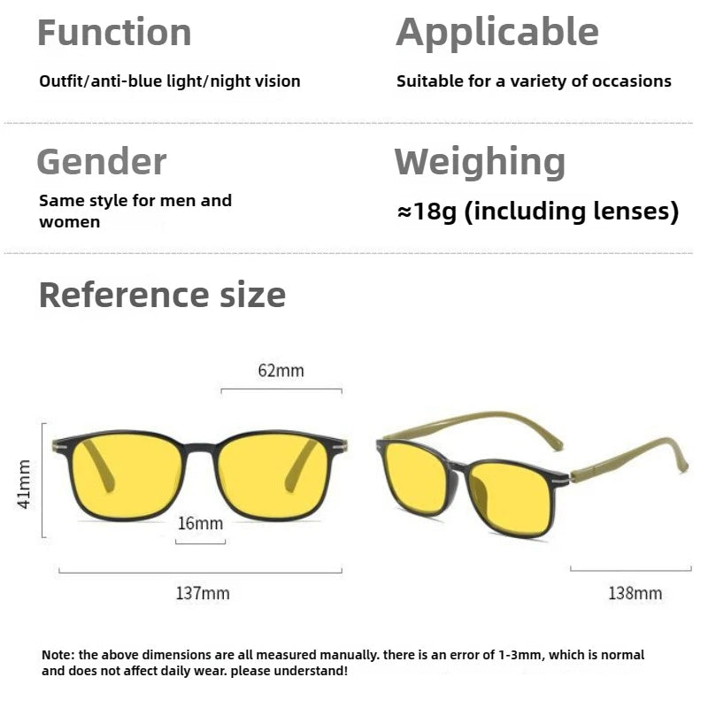 Fashionable Color Blocking Night Vision Blue Light Blocking Glasses Orange or Red Lenses for Computer Gaming Protective Eyewear