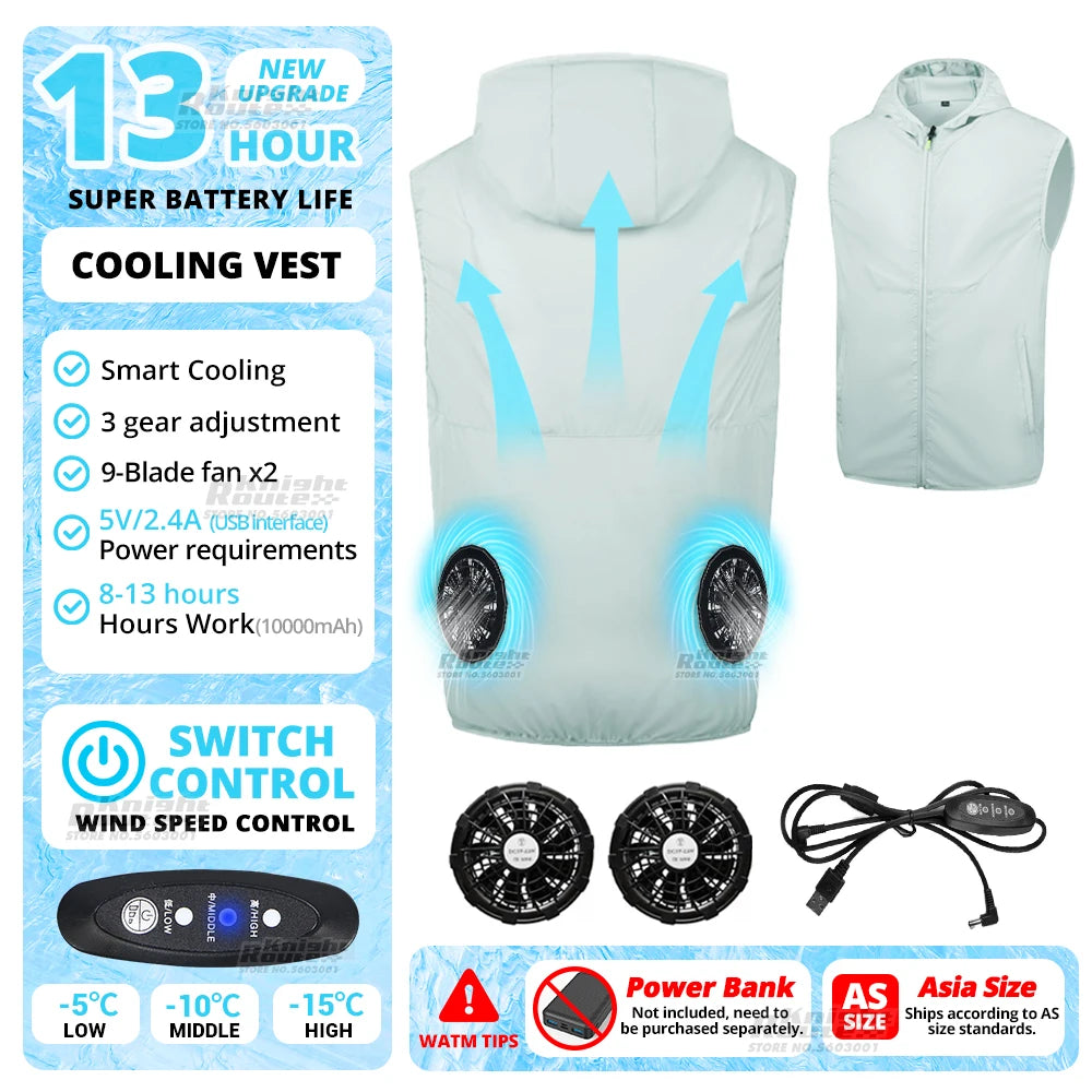 2026 Cool Vest Wearable Cooling Fan Vest Air-conditioned Clothes Cooling 13 Hours for High Temperature Work Fishing Vest Hiking