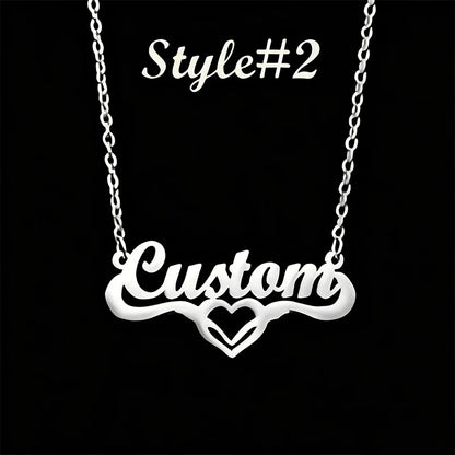Multi-style Heart Name Design Personalized Pendant Necklace Woman Stainless Steel Silver Gold Name Customized Necklace Jewelry
