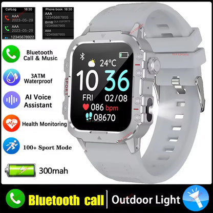 2026 New Military Smart Watch Men IP67 3ATM Outdoor Sports Fitness Tracker Blood Pressure Health Monitor BT Calls GPS Smartwatch