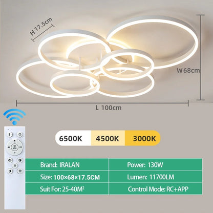Modern Ceiling Chandelier Dimmable Ceiling Lamp LED Lights Indoor Lighting Fixtures for Home Living Study Room Bedroom Luminaire