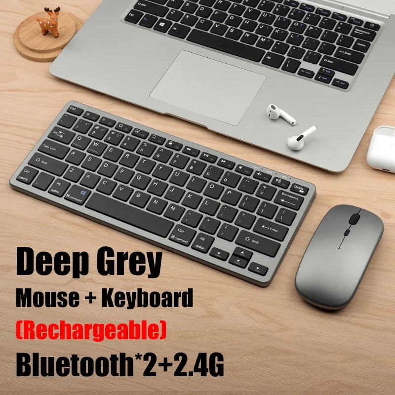New 2.4G Wireless Rechargeable Silent Wireless Keyboard and Mouse Set, Compact Ergonomic Keyboard Mouse for Office/Home
