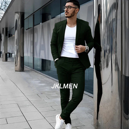 Gray Men's Suit 2 Piece Suit Summer Casual Jacket Pants Formal Wedding Tuxedo Groom Clothes Custom Color Blazer XS-5XL