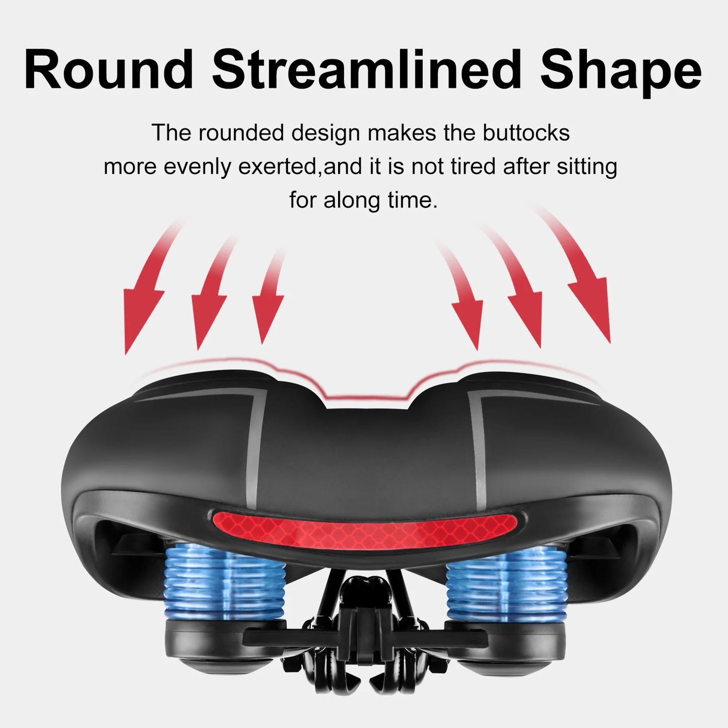 Comfort Bicycle Saddle Extra Wide MTB Road Bike Seat with Memory Foam Silicone Gel Cushion, Shock Absorbing Hollow Breathable PU Leather Bike Saddle with Suspension Balls, Rain Cover and Tools for Mountain City Cycling