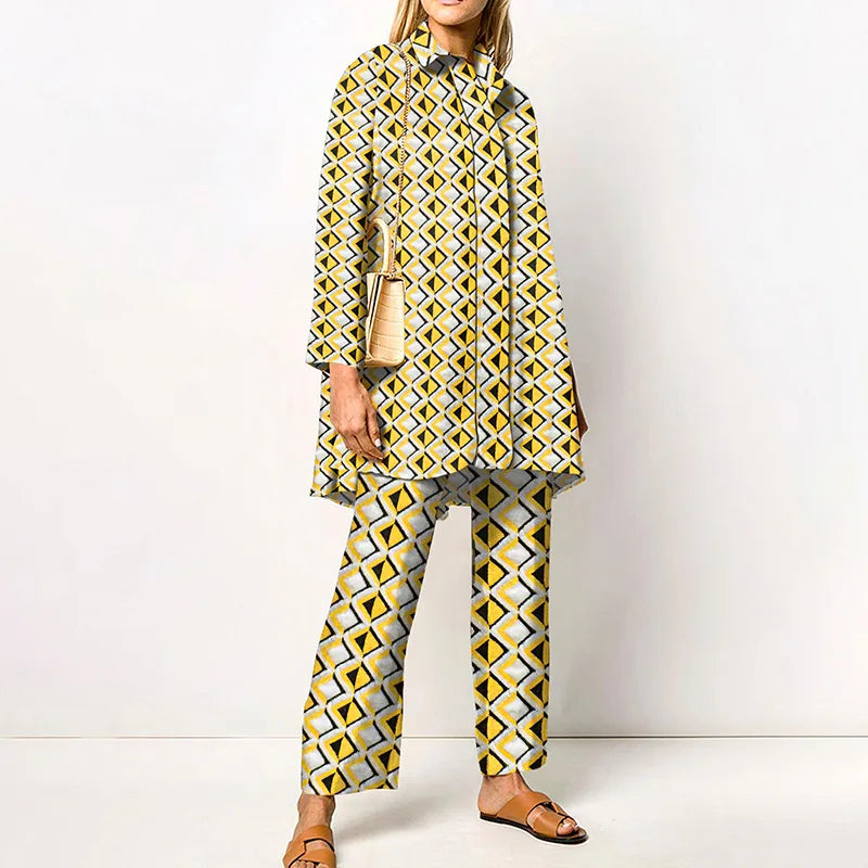 Long Sleeve Turn Down Collar Casual Outfits Ladies Button Tops Wide