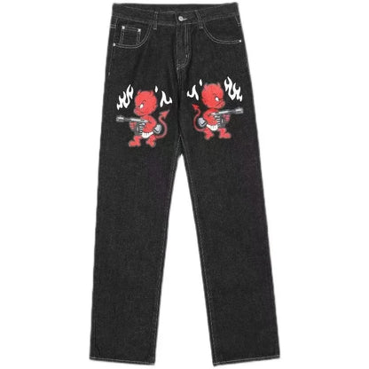 Women Vintage Hip Hop Slim Wrap Buttocks Flared Jeans Y2k Gothic Diamond Letter Embroidery Low Rise Sexy Denim Pants Streetwear