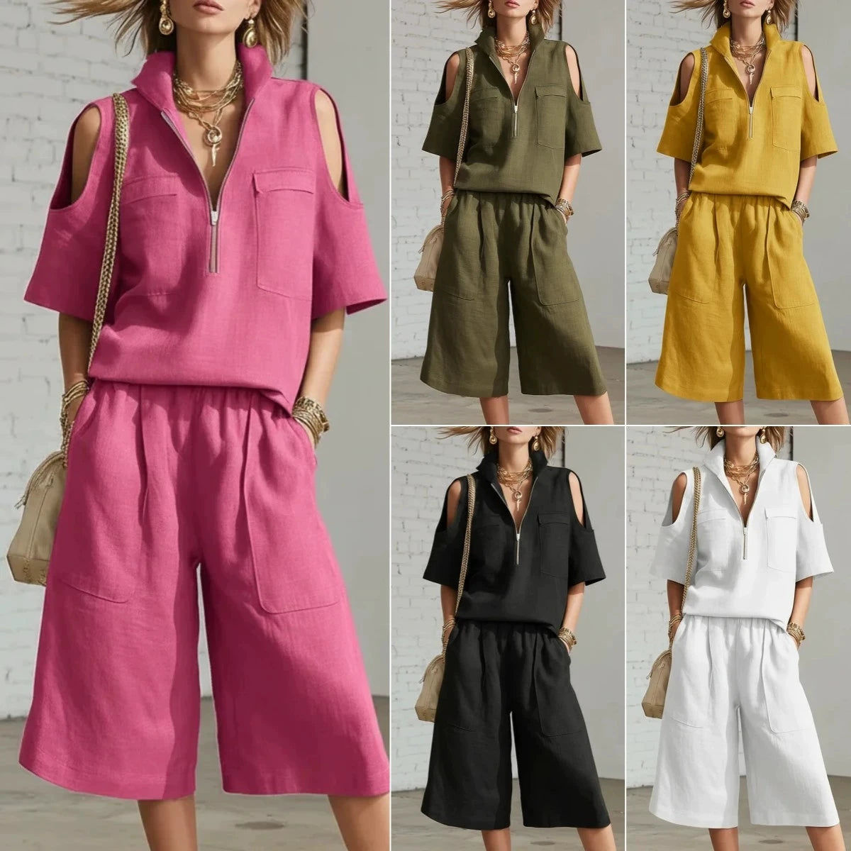 2026 Summer Cross Border New Foreign Trade Women's Clothing Short Sleeve Shorts Shirt Loose Pants Two Piece Sets Casual Clothes