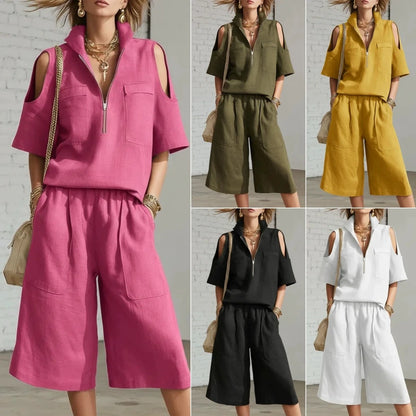 2026 Summer Cross Border New Foreign Trade Women's Clothing Short Sleeve Shorts Shirt Loose Pants Two Piece Sets Casual Clothes