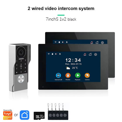 ANJIELO SMART Doorbell Video Intercom Camera System Wire 2‐wire Door Phone 10 Inch Screen 7 Protector Security