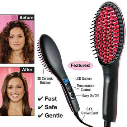 Electric Hair Straightening Brush 230°C Heat Hair Straightener Professional Ceramic Hair Styling Massager Tools Heating Hot Comb