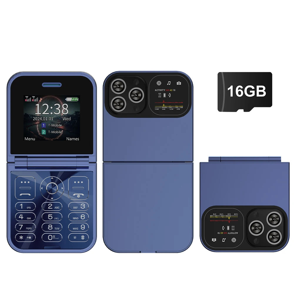 SERVO Classic Small Flip Mobile Phone 2G Dual SIM Card Blacklist Speed Dial 2.0" Screen 180° Fold Button Cellphones New Upgrade