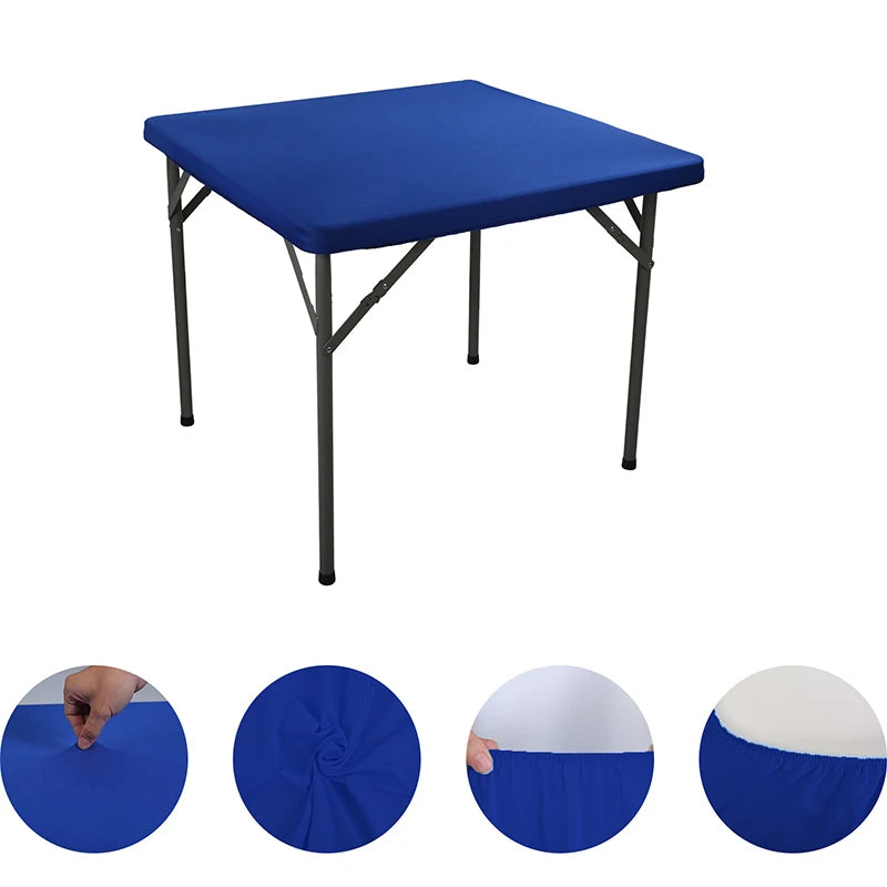 Square Elastic Edge Fitted Table Cover Outdoor Camping Picnic Tablecloth Wedding Banquet Cocktail Party Decor Table Cloth