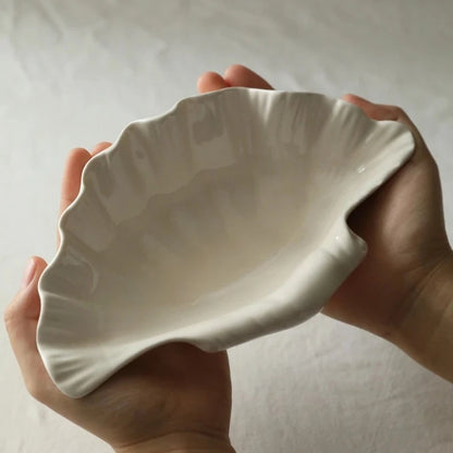 Shell Plate Cream Retro Ceramic Plate Fruit Snack Plate Dinner Tray Dish Set Jewelry Storage Dish Tableware Gift
