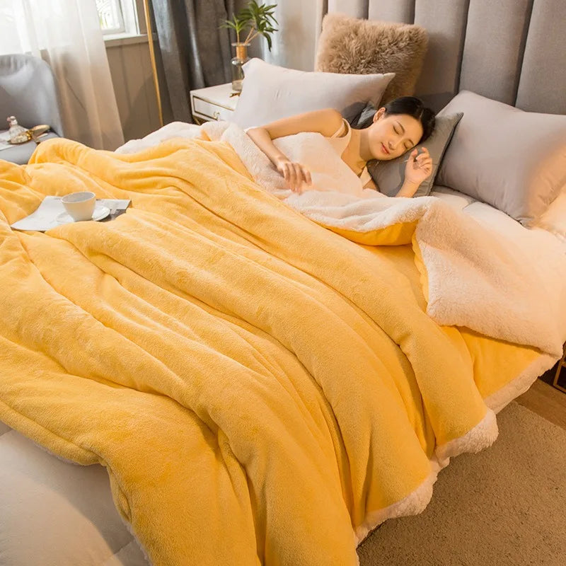 Sherpa Blanket Twin Warm Bed Blanket for Winter Cozy Soft Fuzzy Couch Throw Flannel Fleece/Wool Like Reversible Plush Blanket