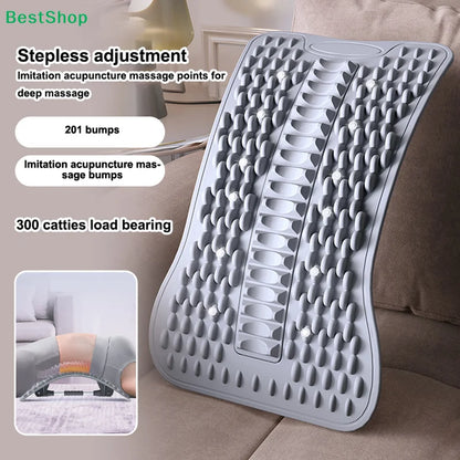 〔R〕Back Stretcher with Acupuncture Massage Nodes, Stepless Adjustable Lumbar Support Device for Lower Back Pain Relief