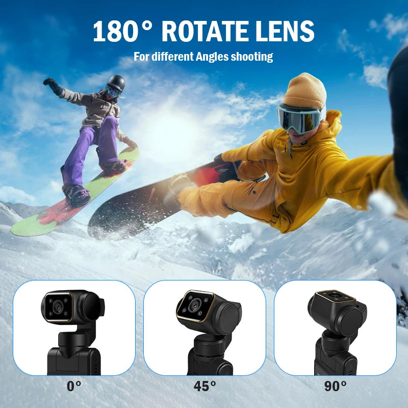 4K Handheld Pocket Camera Rotatable Mini Body Cam HD Night Vision LCD Screen For Youtube Outdoor Travel Sports Vlog Recording