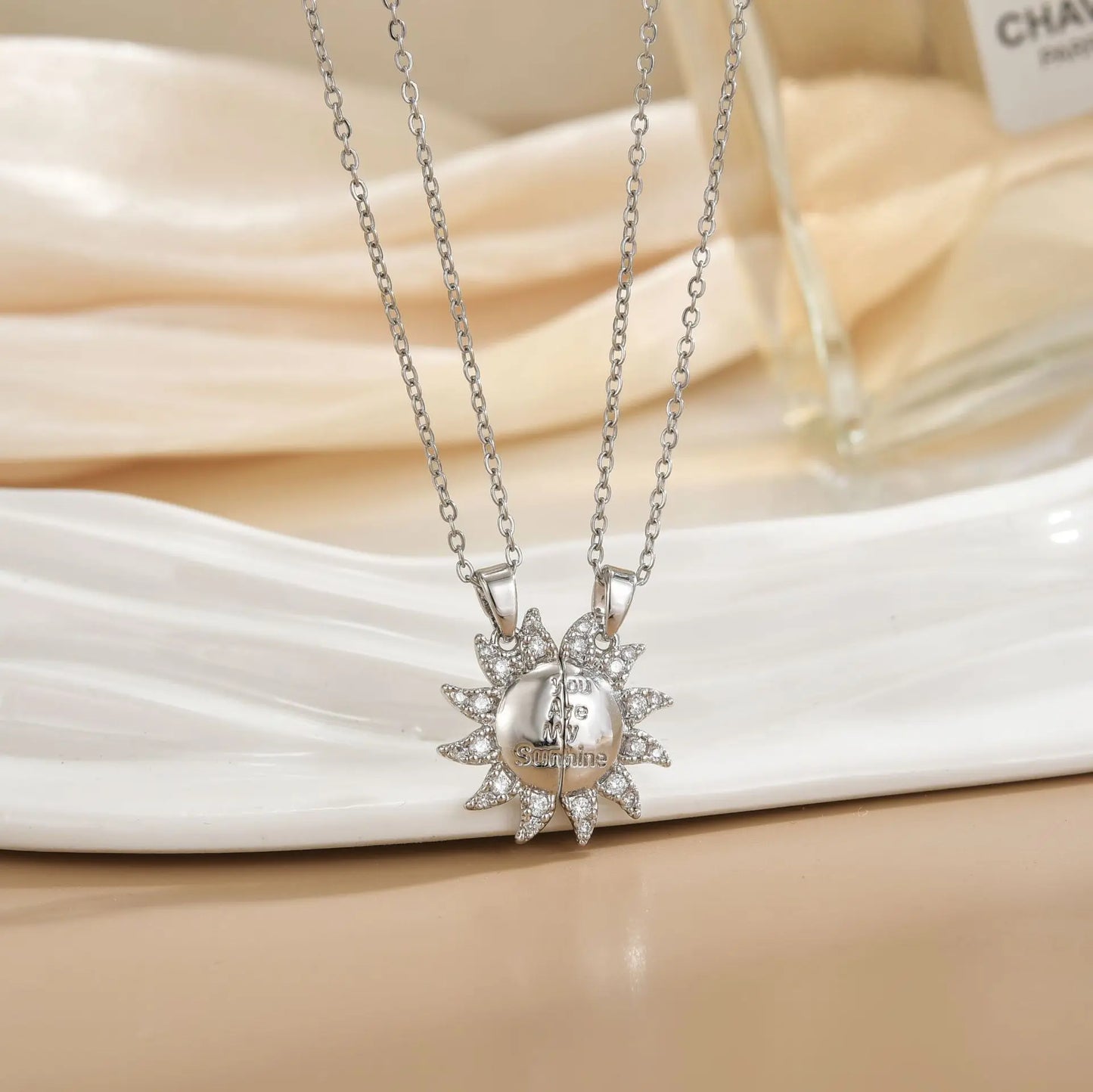 LATS New Stainless Steel Magnetic Sun Moon Couple Necklace Fashion Chain for Men and Women Good Friend Gifts Trend Jewelry