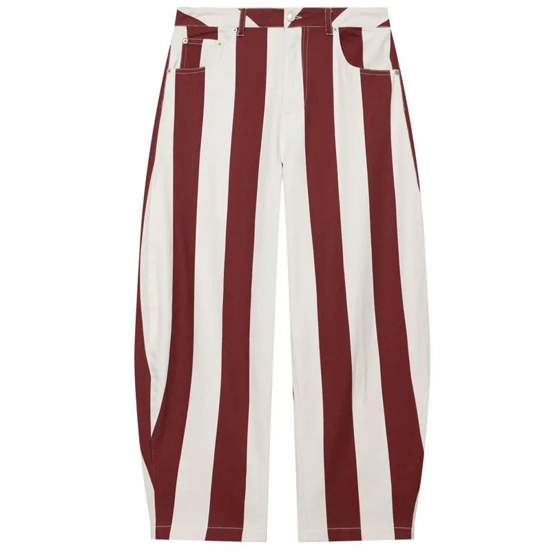 HXAO Women's Jeans Striped Denim Pants Women's High-waisted Jeans Baggy Wide Leg Long Trousers Casual Streetwear Female Bottoms