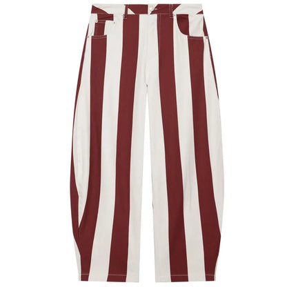 HXAO Women's Jeans Striped Denim Pants Women's High-waisted Jeans Baggy Wide Leg Long Trousers Casual Streetwear Female Bottoms