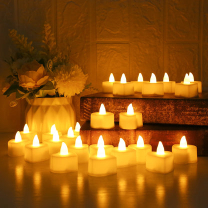 24/48 Pack Heart Shaped LED Tea Lights Candles with Artificial Rose Petals Romantic Night Decorations  for Wedding Anniversary