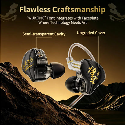 KBEAR K01 PRO Wukong HiFi Gaming Headphones Custom 10mm DD IEM  Earphones Detachable Cable Ergonomic Noise Isolation Earbuds