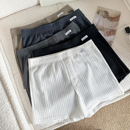 New Men's Ice Silk Jacquard Boxer Shorts, Loose and Breathable, Large Size, Square-Cut, Home Casual Simple Men's Underwear