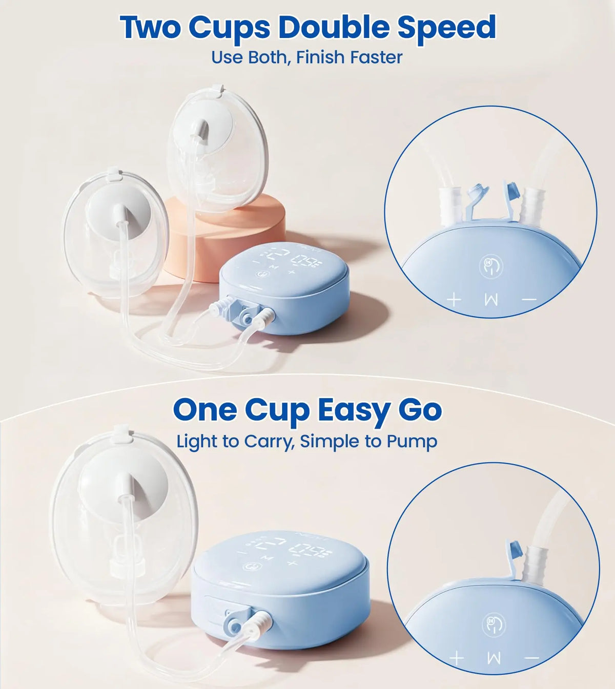 NCVI 8122 2‑in‑1 Hands‑Free Wearable Breast Pump, 4 Modes 9 Levels, Hospital‑Grade Suction, 21/24/28mm Flange, BPA‑Free Under 45dB Anti‑Flow Portable Pump for Moms