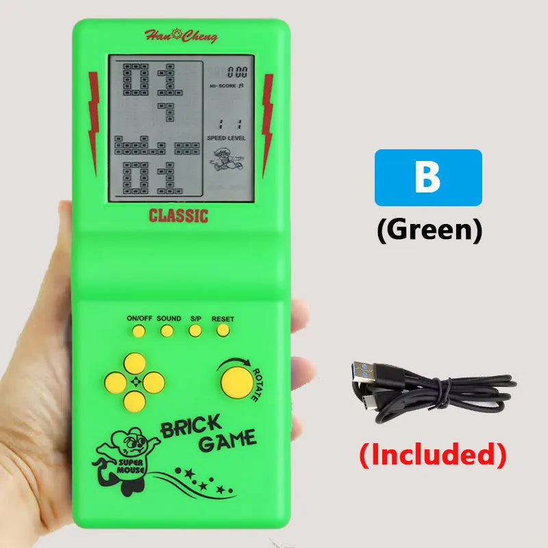 Rechargeable Retro Handheld Game Player Type-C Charge Nostalgic Game Console with Switch for Tetris Machine Boy Puzzle Toys Gift
